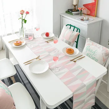 

Fashion Home sample purple/pink cotton table runner geometry lattice pattern Table flag and Placemat table cover