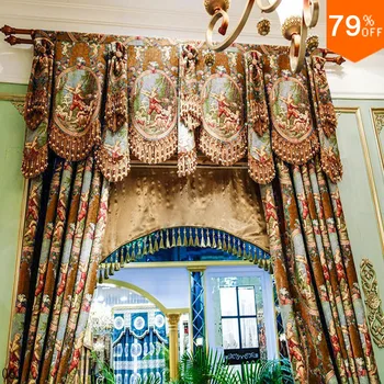 

New Arrival kitchen curtains for living room God Hand Draw Oil Drapery Drapes decorations curtains cortinas para sala de estar