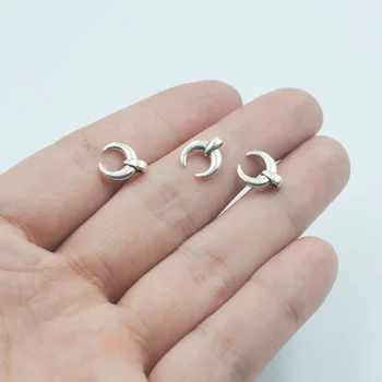 

50PCS Hot sell Rhodium Plated Horn Charm Rhodium Plated Findings 11.5*10*2mm