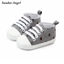 Белый Ангел новые детские туфли для девочек дышащие парусиновые туфли на шнуровке с принтом животных Нескользящие Мальчики детские первые
