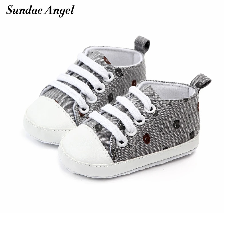 

Sundae Angel New baby shoes for girls breathable canvas shoes Lace Up Print Animal Anti-slip Boys baby first walker shoes 0-18M