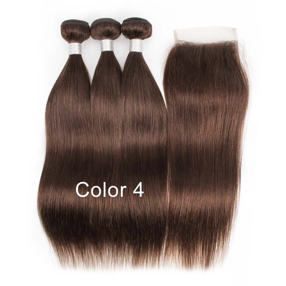 Mogul волосы бразильские прямые пряди с закрытием 2/3 пряди с закрытием натуральный цвет BrownNon Remy человеческие волосы натуральный цвет