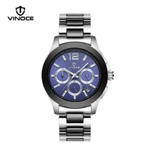 VINOCE, 20 бар, водонепроницаемые мужские спортивные часы, Роскошные, нержавеющая сталь, ремешок, многофункциональные часы с хронографом, Relojes Hombre#633237