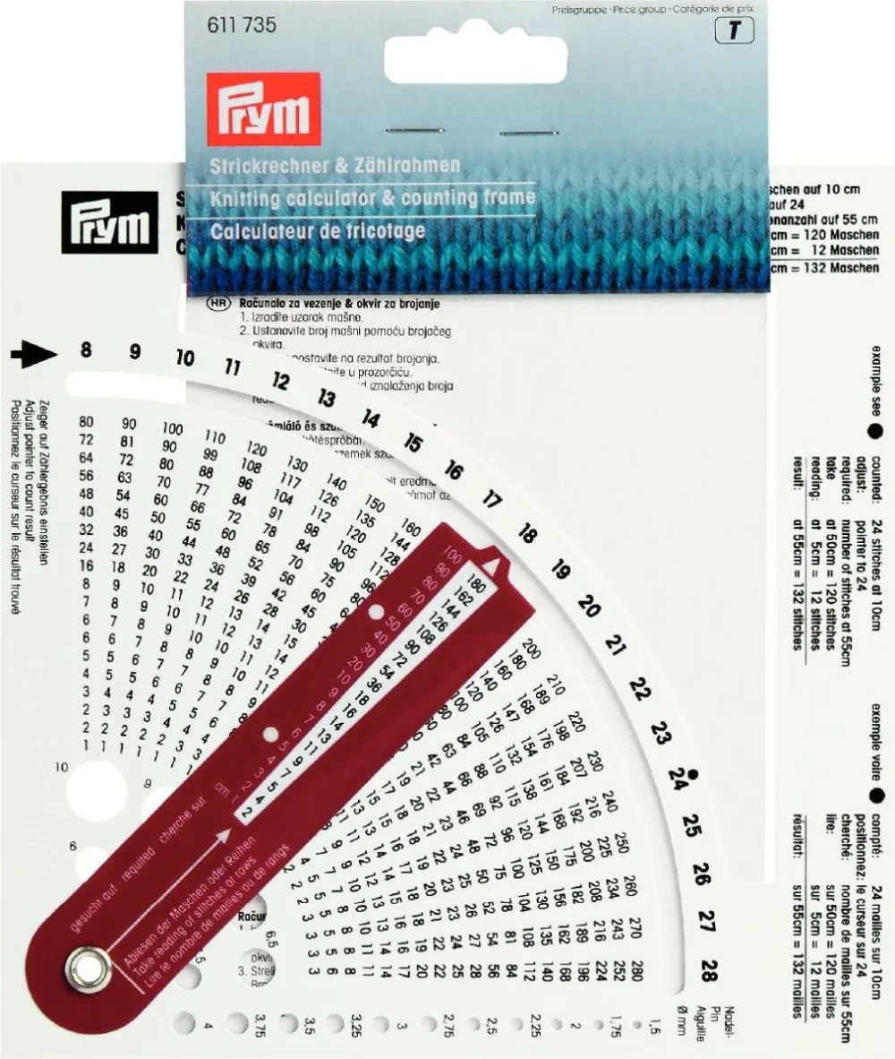 Prym 611735 свитер вязание круговой ручкой гладкое плетение Ремесло Вязание калькулятор и Счетная рама линейка