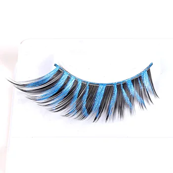

2 pairs blue Zebra-stripe Full Strip Fake Eyelashes, Makeup false eyelashes for evening party ES-06-blue