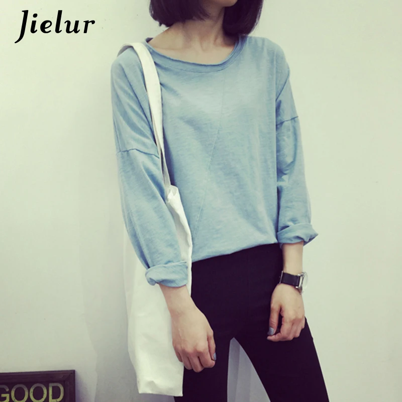 

Autumn fashion 2019 hitz seamless bamboo cotton t shirt women leisure white color long sleeve casual t-shirt girls simple hoody
