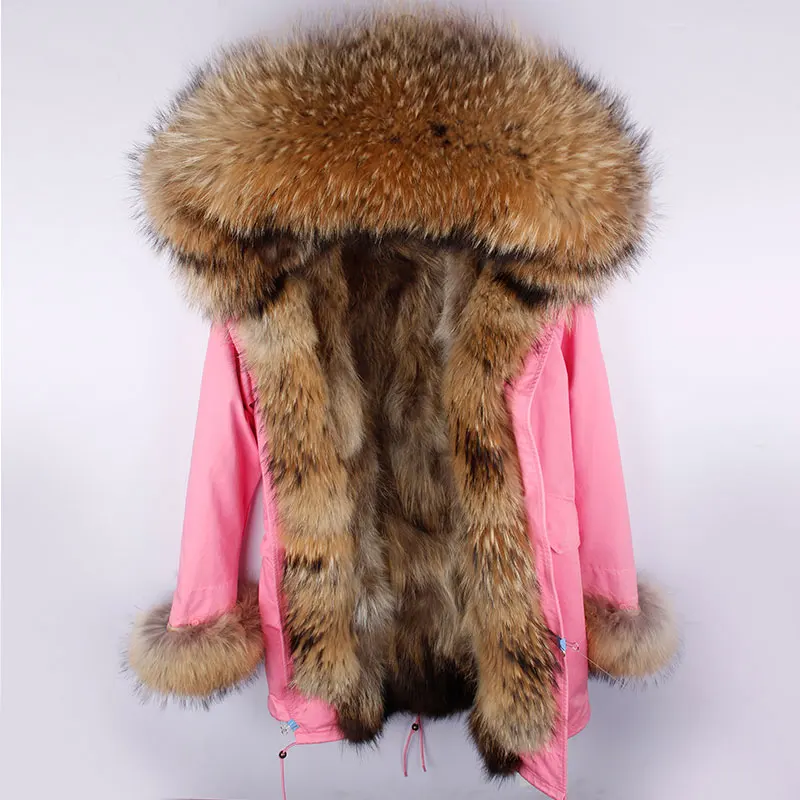 MAOMAOKONG зимняя куртка супер большой медведь меховой воротник настоящий медведь натуральный Лисий мех трава тонкий длинный женский жакет