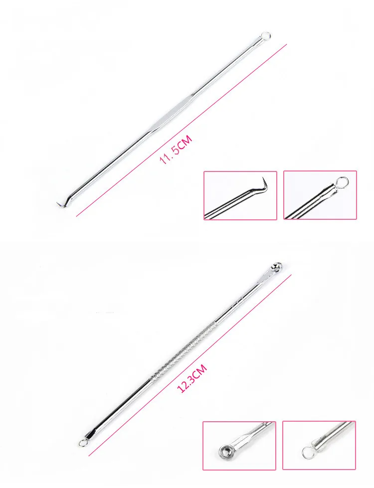 Розовое золото 4 шт./компл. для черных точек угри, прыщи экстрактор прыщиков вакуумное устройство для удаления черных точек инструмент ложка для ухода за кожей лица инструмент