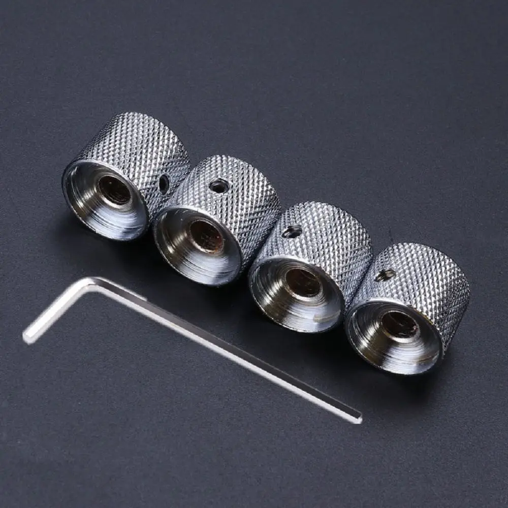 

New 4x Quality Chrome Metal Tele Telecaster Guitar Dome Knobs Bass Knob w/ Set Screw Guitar Tool Set Multifunction Accessories