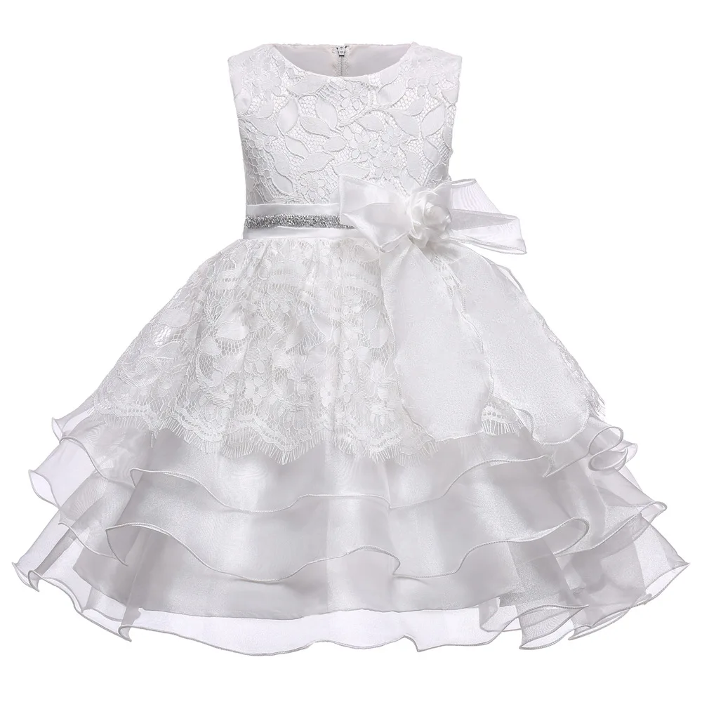 

2-12T Summer Children Clothing Sleeveless Big Bow Dresses Elegant Princess Wedding Dress Kids Dresses For Girl Flower Girl Dress