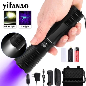 

2in1 UV Flashlight 395nm LED Tactical Torch Linternas Purple Light Ultraviolet Urine Detector Blacklight Urine Scorpions