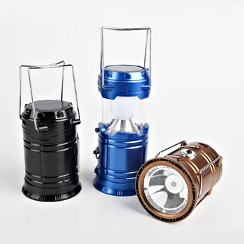 

36pcs/lot 2 in 1 Rechargeable Retracted 6 LED Solar Lantern Camping Emergency LED Flashlight with USB Charging Port