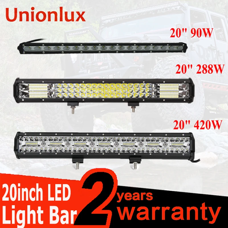 

20INCH 90W 126W 288W 420W Single 2/3 Row LED Work Lights Bar Flood Spot Combo Auto Off Road Driving Light Bar for Truck SUV ATV