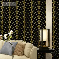 Новый скандинавский, простой, современный черный геометрический алмаз линии ПВХ стены бумага Гостиная для одежды в спальне фон для