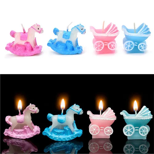 

2017 New Cute Baby Carriage Candle Favors Christening Birthday Cake Decoration Gift 1 PCS