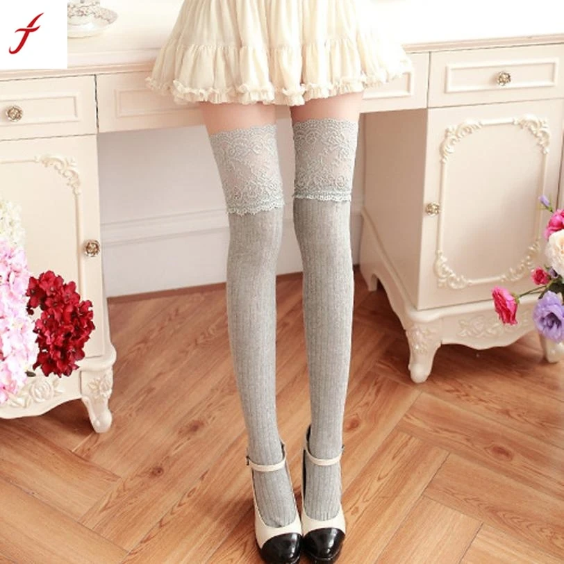 

FEITONG Women Girl Winter Over Knee Leg Warmer Soft Cotton Lace Legging sexy stockings plus size funny Stockings art *25