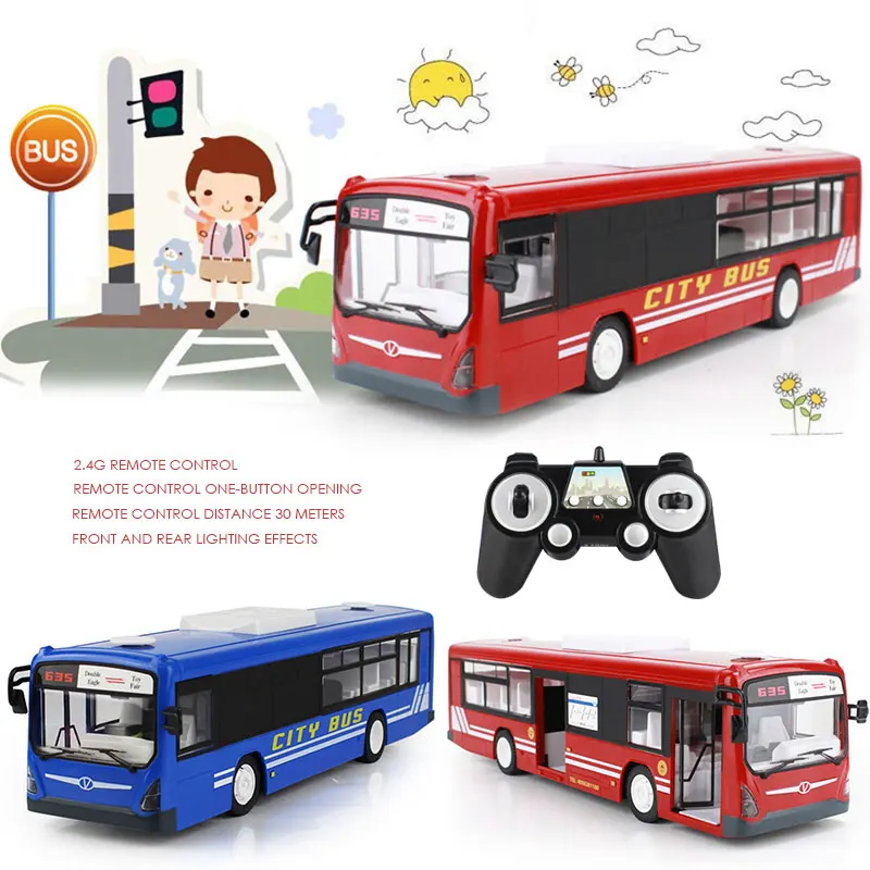 Remote Control Car Electric Bus Toy Car Model Car Plastic Alloy Electric Music Hobby Simulation Light Cool Security Novel