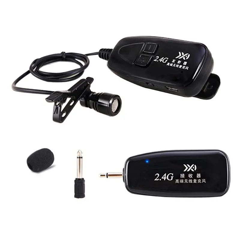 

OOTDTY 2.4G Wireless Tie Clip Microphone Lavalier Lapel MIC Guitar Pickup for Speaker