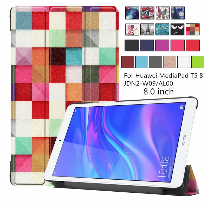 Ультра-тонкий из искусственной кожи чехол для huawei mediapad T5 JDN2-W09/AL00 8,0 Tablet stand чехол для huawei mediapad T5 8 дюймовый корпус Fundas