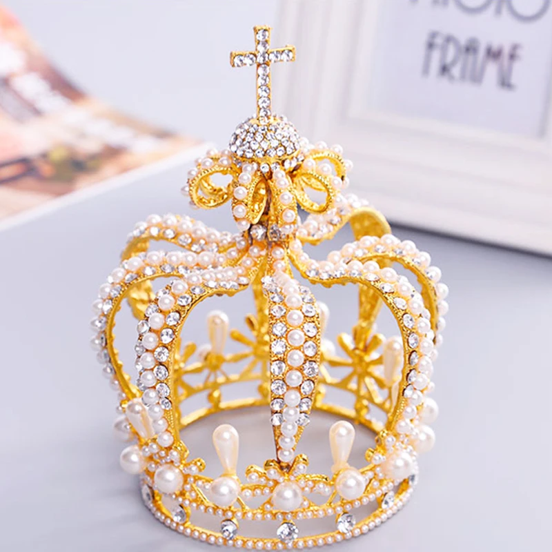 New Tall Royal Wedding Tiara Bridal Pageant Beauty Pearl Crown Tiaras