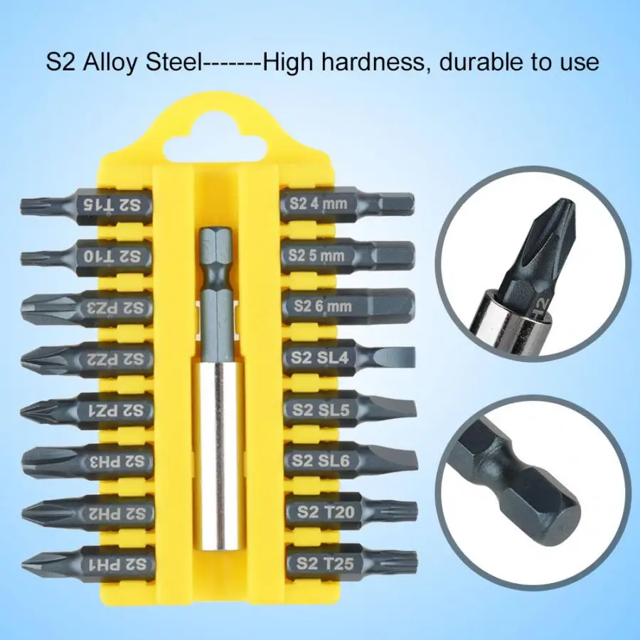 17 шт. многофункциональная отвертка Набор бит с прорезями головка с держатель хвостовика 0632 T10-T25 1,5-6 мм