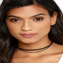 Bijoux femme cordón coreano de la vendimia maxi boho gargantilla declaración collar de cuero marrón mujeres collare mujer chocker collares joyería
