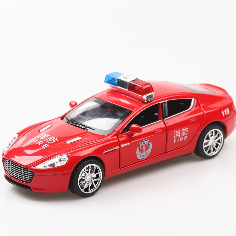 Exquisite 1:32 special police&fire alloy car model,simulation die-casting 6 door sound and light pull back model,free shipping