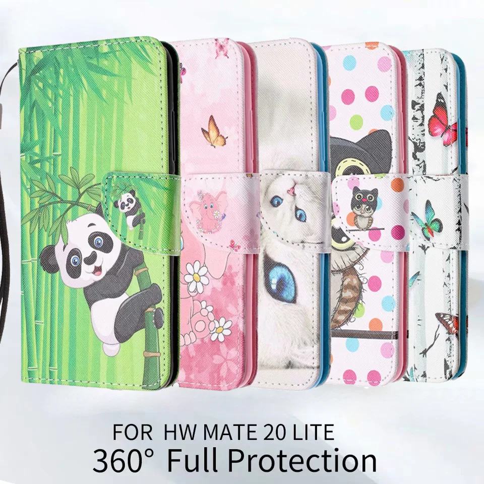Bamboo Panda Patterned Flip Leather Wallet Case Cover sfor Huawei Mate 20 Lite Honor 8X 9 Mate 20 Pro Nova 4 Phone Coque Fundas  (1)