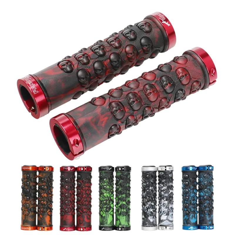 

2017 Taiwan PROPALM Mtb Grips Double lock Handlebar Grips Bike Rubber Skull Bicycle handle grips Bike Accessory