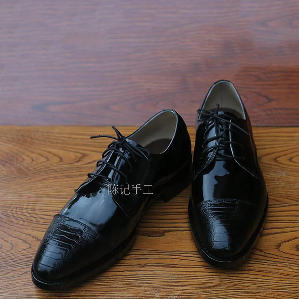 Oxfords Sapatas Apontado Tamanho Goodyear Importado Sapatos Dedo Welted Brilhante Patente Dos Sipriks Preto Big Vestido De Homens Couro Pé Do Igreja HaIw5q