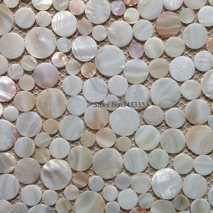 

Random natural penny round shell mosaic tile mother of pearl kitchen backsplash bathroom background shower wall tiles