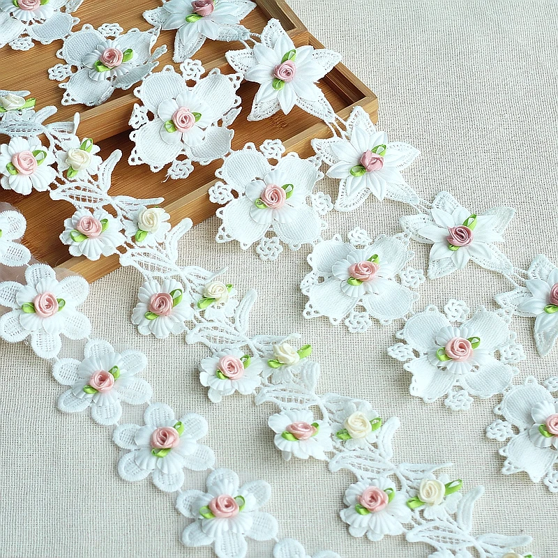 

MLAEY 1y Soluble Cotton Lace Fabric Handcraft Embroidered Sewing Lace Ribbon DIY Costume Decoration Lace Trim