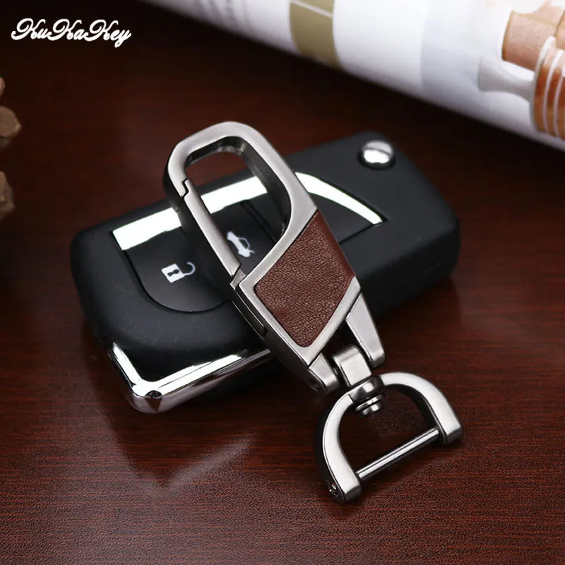 KUKAKEY Кожаный Автомобильный брелок, брелок, эмблема для автомобильных ключей, металлический цинковый сплав, автомобильный брелок, кольца, держатель, подвеска, лучшие подарки