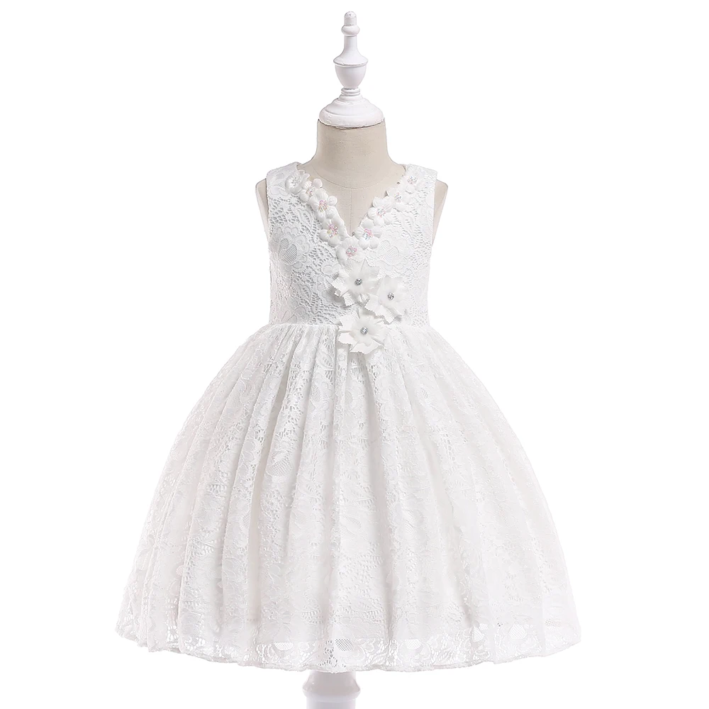 

2019 Spring Girl Dress Summer Sleeveless Dance Dress Teenagers Princess Costume Lace Ball Gowns Kids First Communion Frock