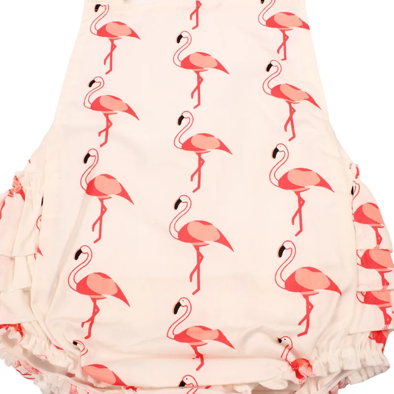 Flamingo Print Baby Girls Cotton Rompers and Headband 2pcs Sunsuit Kids Ruffles Jumpsuit Children Summer Beach Clothing (10)