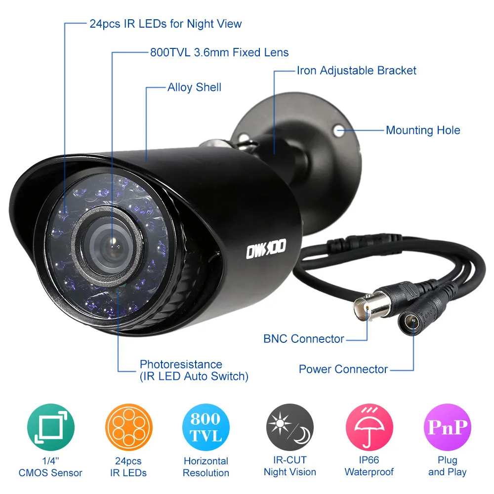 OWSOO Полный CIF 16CH DVR 800TVL на открытом воздухе безопасности Камера Системы HDMI P2P видеорегистратор 8* в маскирующем колпаке для внутренних помещений Камера+ 8* водонепроницаемая камера-Пуля комплект