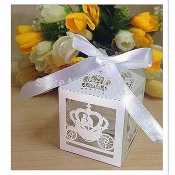 

Laser Cut Cinderella Enchanted Carriage Marriage Box, pumpkin carriage Wedding Favor Boxes Gift box Candy box 50
