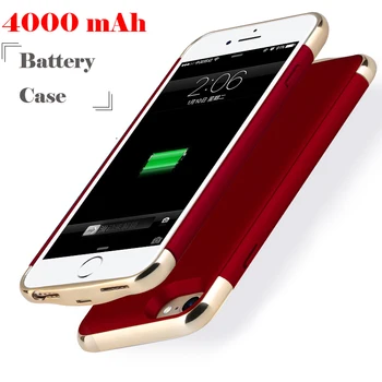 4000 mahメッキ充電器ケースiphone用8プラス7プラスバッテリーiphone 5 6 sプラススマートパワーfunda用iphone 6プラス