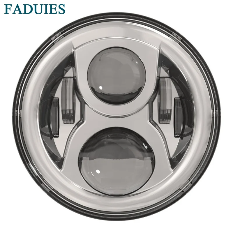 FADUIES Chrome 7 inch Motorcycle Projector Daymaker LED Headlight  for Harley Davidson Headlamp Projection Spot Driving light (9)
