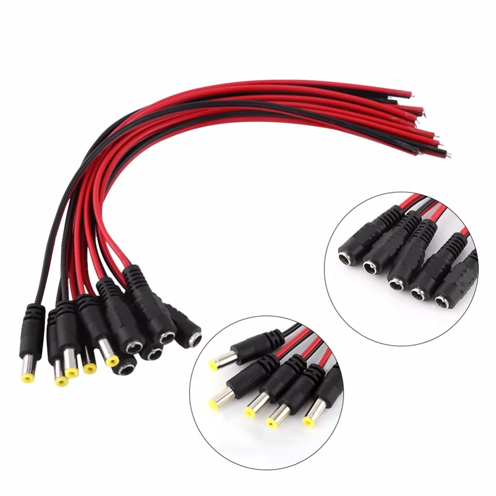 5 Pairs 12V CCTV Security Camera DC Male and Female Power Plug Cable