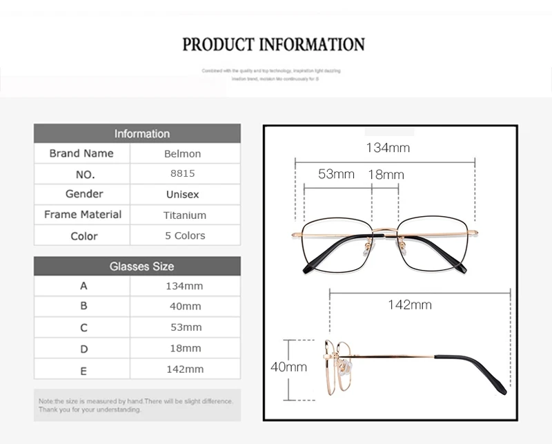 Belmon, оправа для очков из чистого титана, для женщин и мужчин, винтажные очки, компьютерные оптические очки, прозрачные линзы, оправа для мужчин и женщин, 8815