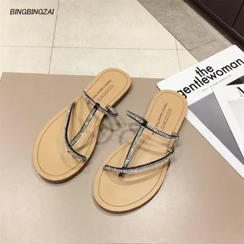 

BBZAI shoes woman Crystal sandals Flock good quality Comfortable Nightclub Summer Wedding Nightclub Buckle 35-40