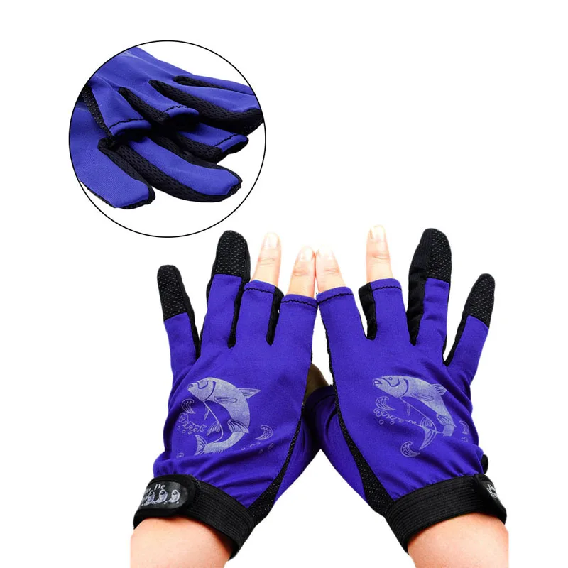 

1Pair Waterproof 3 Cut Finger Anti-slip Non-Slip Fishing Gloves Outdoor Sport