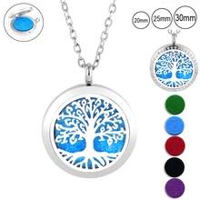 Дерево жизни серебро 25 мм 30 мм Магнитная подвеска для эфирного масла ожерелье 316L из нержавеющей стали для женщин ароматерапия диффузор ожерелье