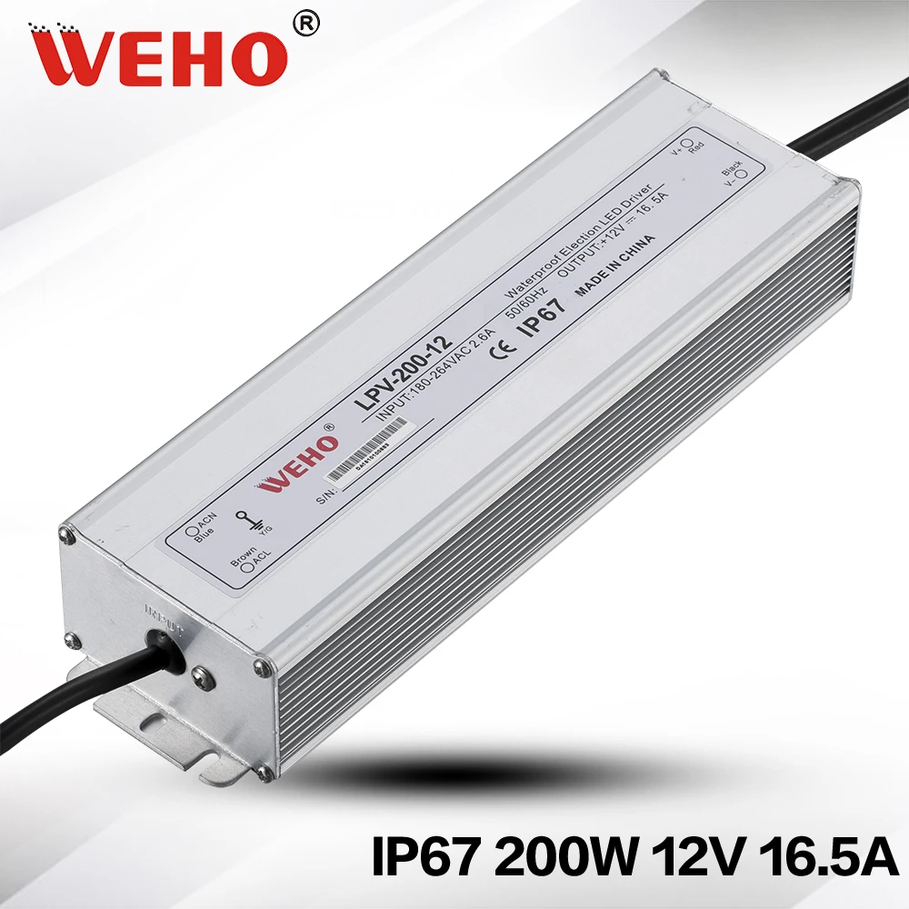 

(LPV-200-12) Factory outlet IP67 constant voltage 12v 200w power driver waterproof 200w 12v led power supply