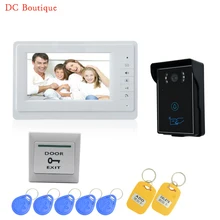 (1 set)7 inch video doorbell intercom system door phone speaker intercom outdoor inductive card & touch panel waterproof IP55