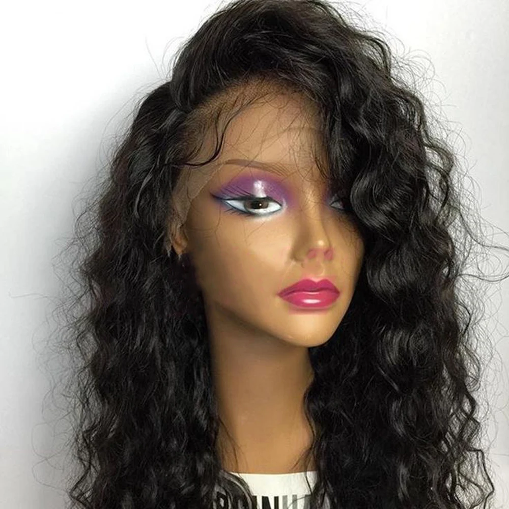 Eversilky боковая часть Синтетические волосы на кружеве человеческих волос Парики бразильского Виргинские человеческих волос парики с детскими волосами вьющиеся парик для Для женщин