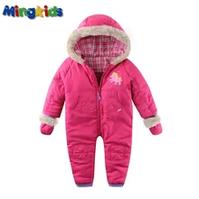 Mingkids младенец девочка комбинезон весна осень лыжная комбинезон открытый хлопка-ватник теплый Snowsuit ветрозащитный искусственного меха экспорта европы комбинезон поддева весна осень с утеплителем софтшел