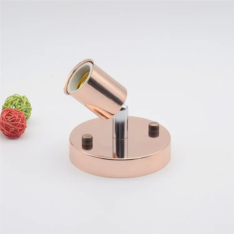 

Rose Gold Plating E27 Lamp Base Round Square Ceiling/Wall Mounted Bulb Socket Screw Modern Rotatable Lamp Base Holder