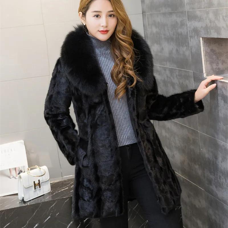 fur coat,Genuine Leather ,good quality , women natural black coats of